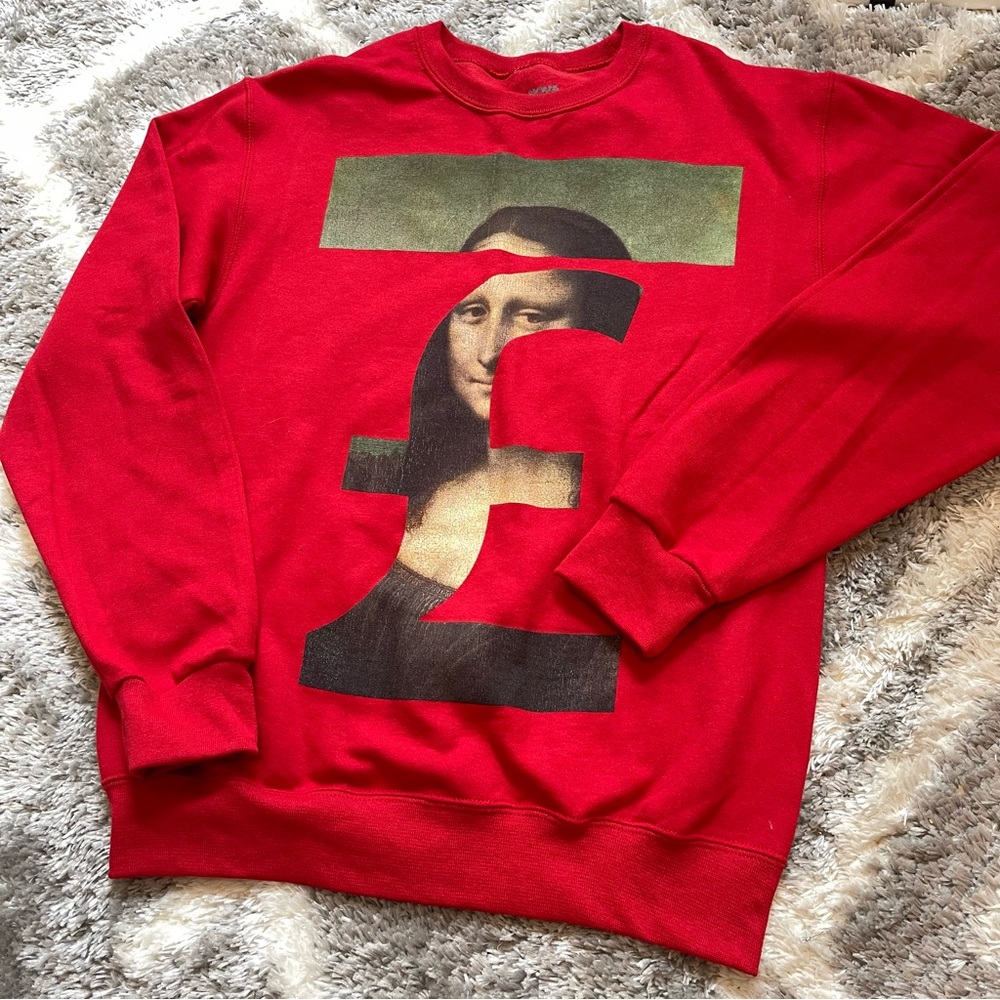 Fashion Nova Red Crewneck Sweatshirt with Graphic